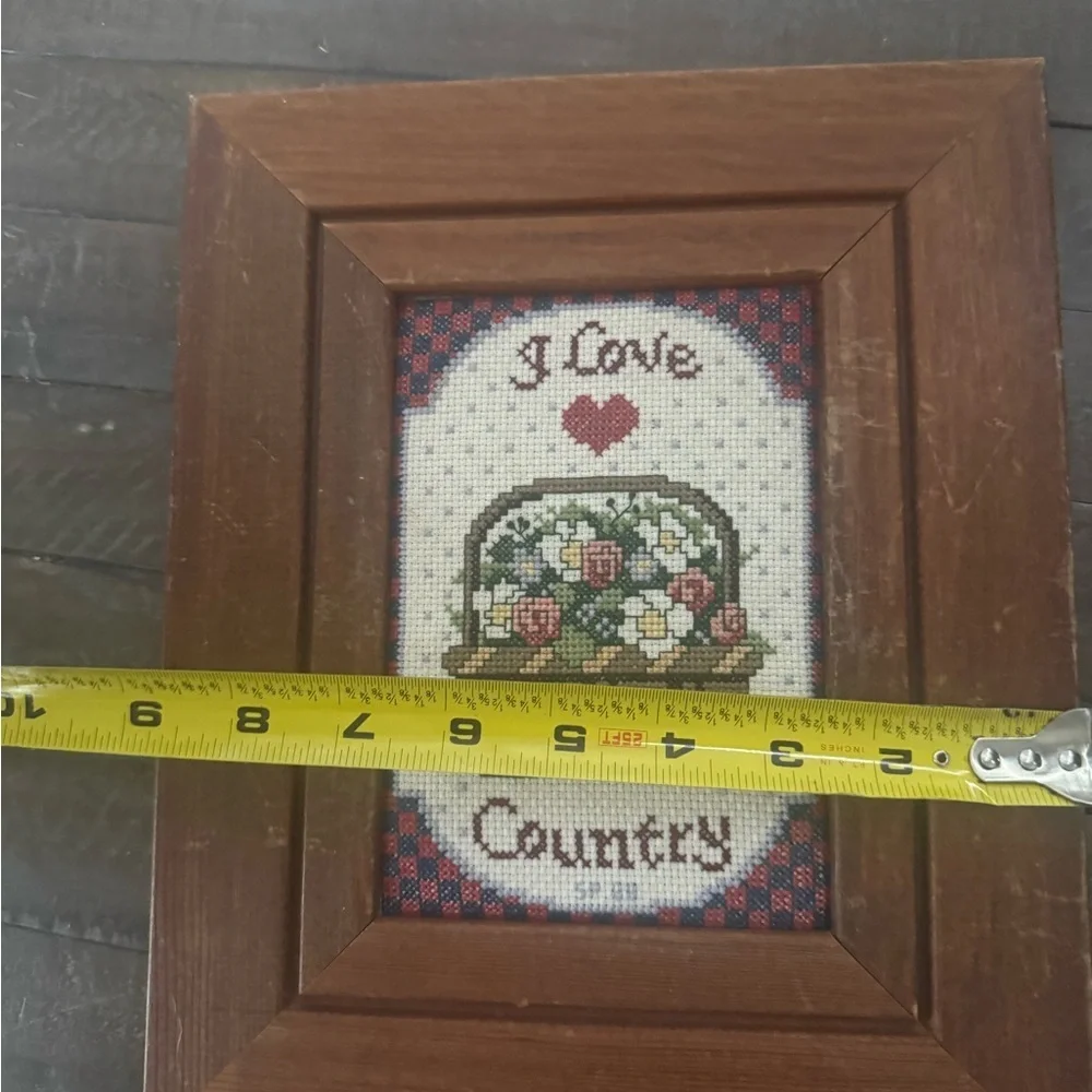 Rustic Brown Framed Country Cross-Stitch Art